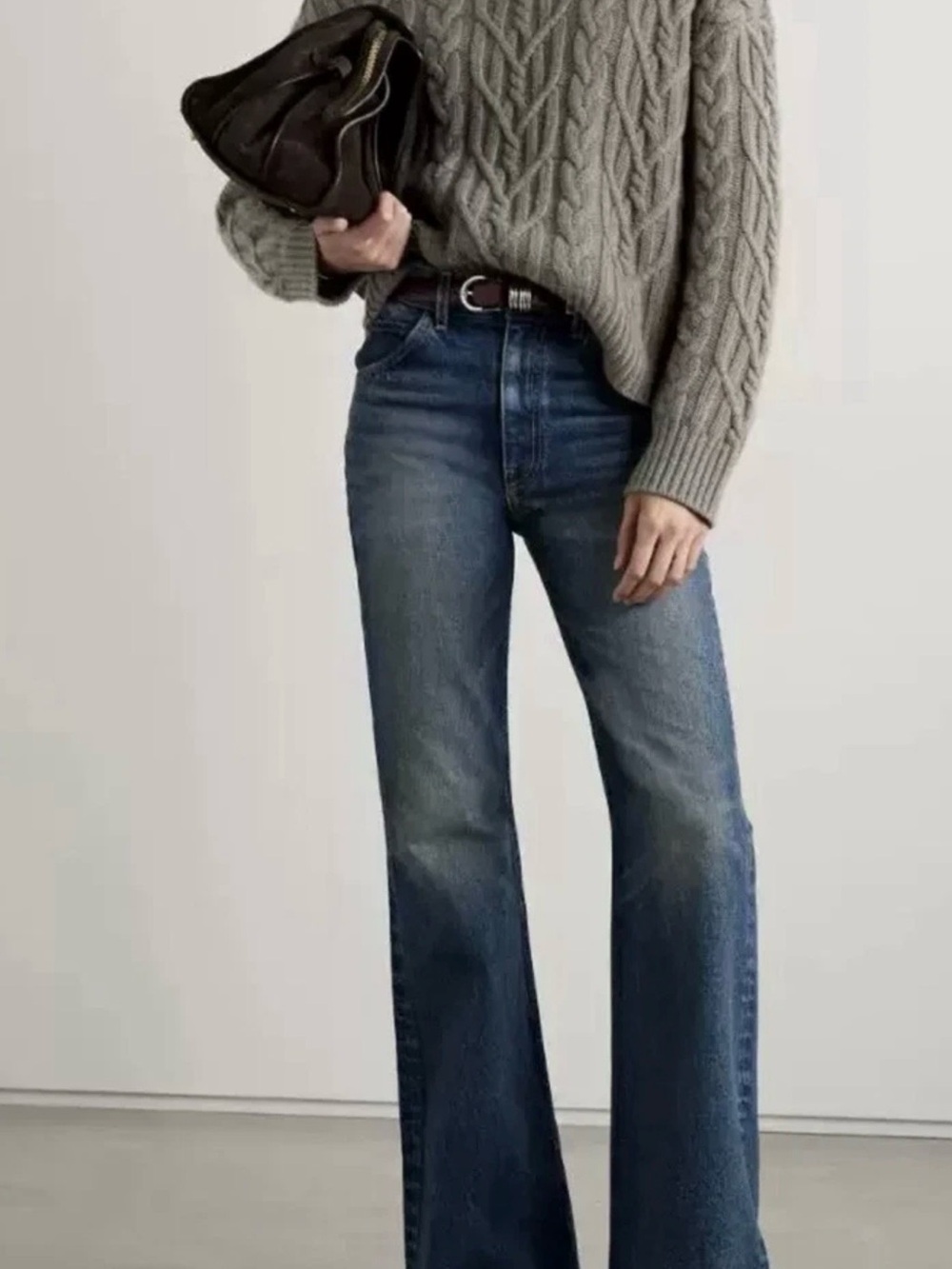 Nili Lotan Dark Blue Wide-Leg Flare Jeans